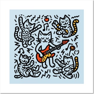 Rockin' Cats - Inspired by Keith Haring Posters and Art